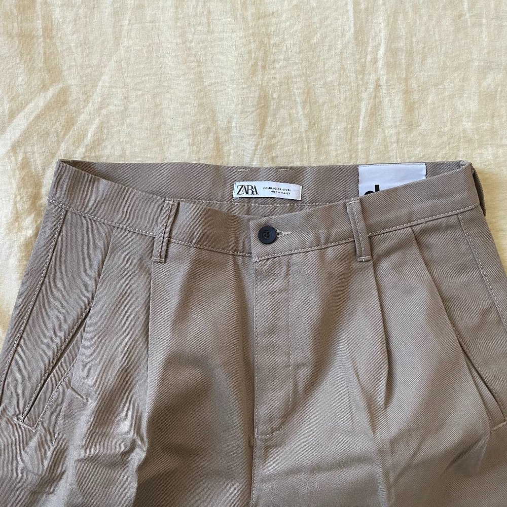 Zara Twill Pleated Trouser